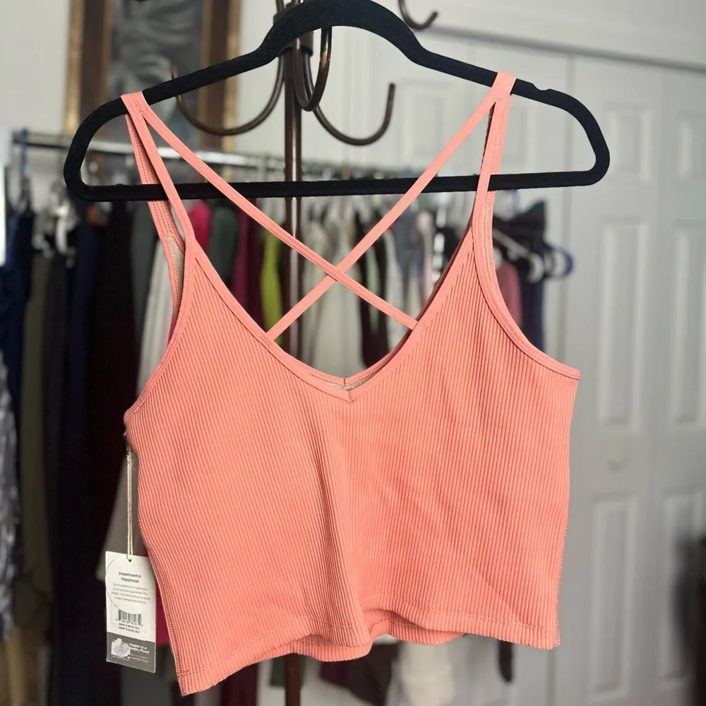 VUORI PEACHY PINK RIBBED CROP TANK TOP WOMEN’S SIZE X-LARGE
